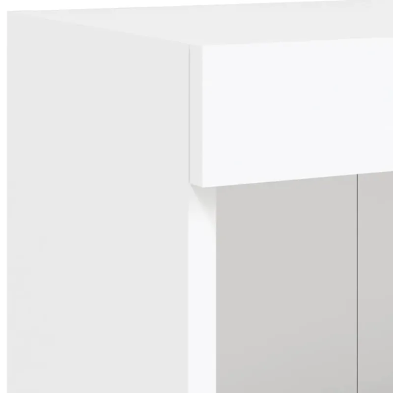 Sieninė TV sekcija su LED, 6 dalių, balta, apdirbta mediena