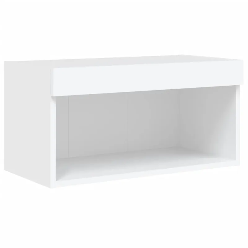 Sieninė TV sekcija su LED, 6 dalių, balta, apdirbta mediena