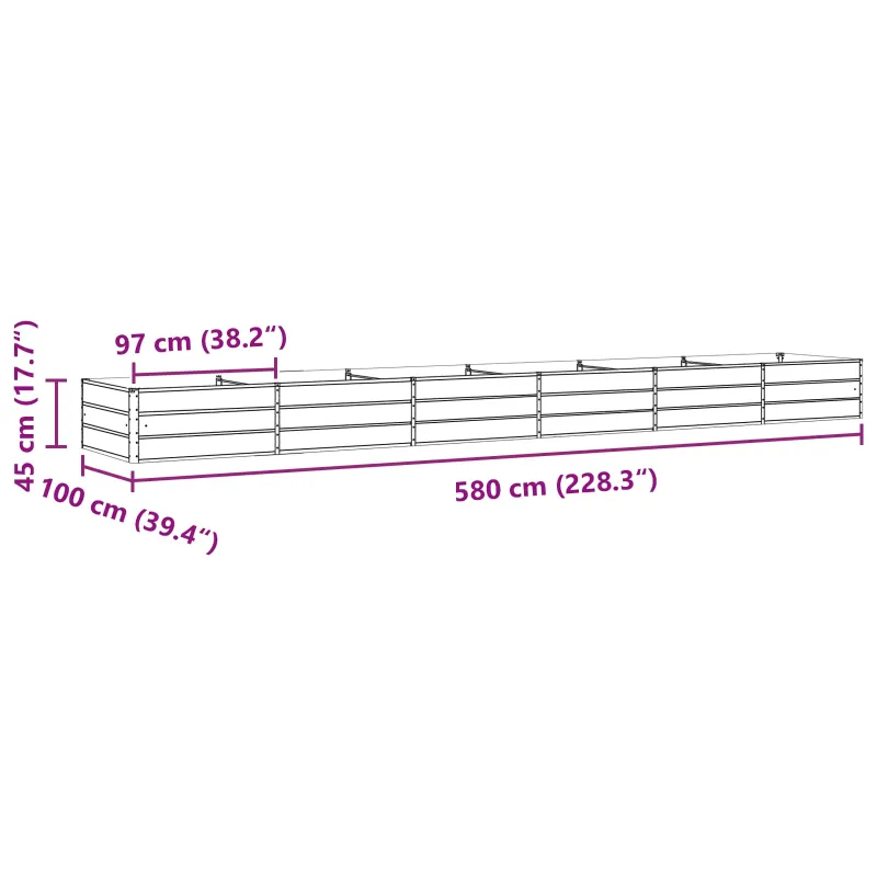Lovelis Antracitas 580 x 100 x 45 cm Cinkuota plienas