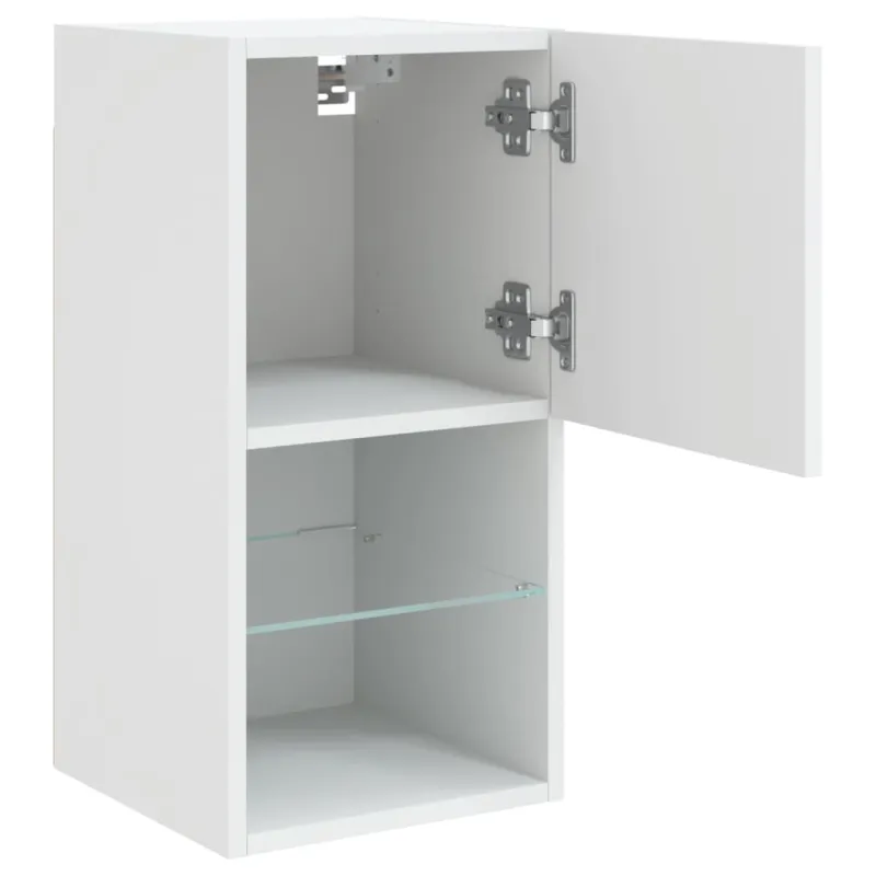 TV spintelės su LED lemputėmis, 2vnt., baltos, 30,5x30x60cm