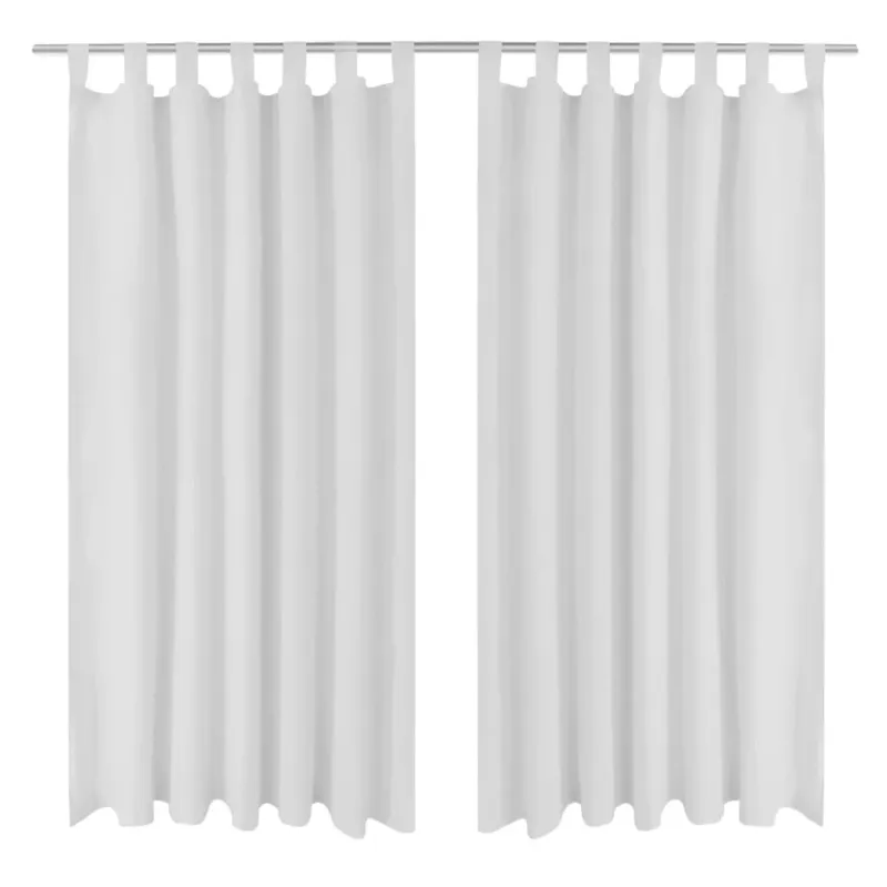 Baltos Užuolaidos su Kilpomis 140 x 175 cm, 2 vnt., Mikro Satinas