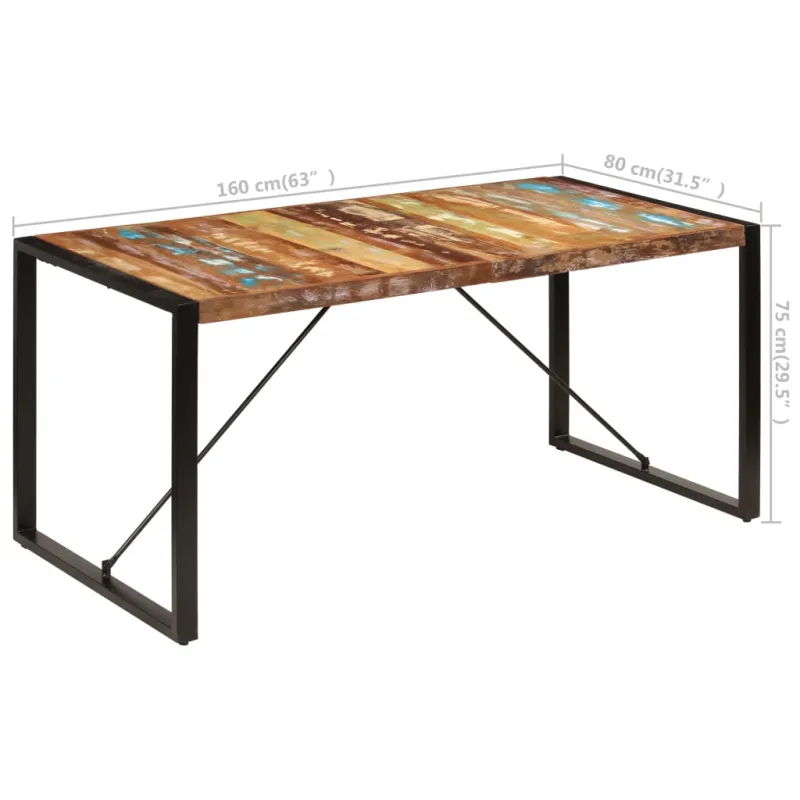 Valgomojo stalas, 160x80x75cm, perdirbtos medienos masyvas