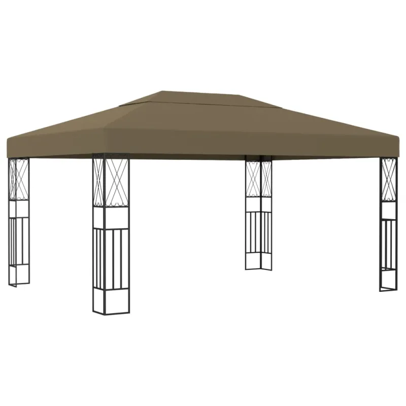 Pavėsinė su lempučių girliandomis LED, taupe, 3x4m