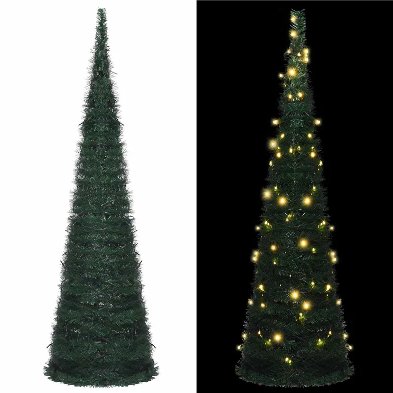Kalėdų eglutė with LED String Lights Žalia 150 x 150 cm PVC
