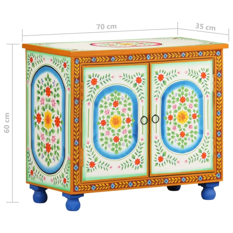 Šoninė spintelė, 70x35x60cm, mango masyvas, tapyta rankomis