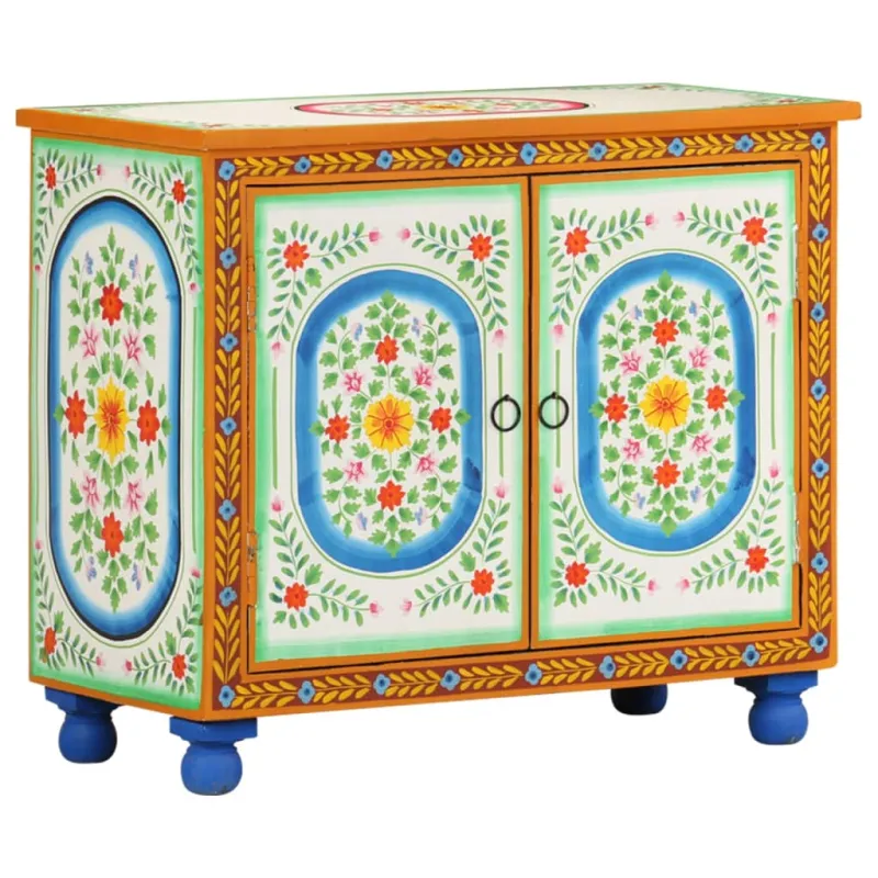 Šoninė spintelė, 70x35x60cm, mango masyvas, tapyta rankomis