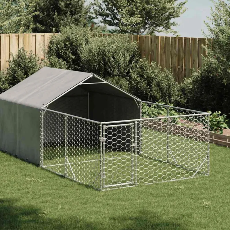 Lauko voljeras šunims su aptvaru, 4x2x1,5m, plienas