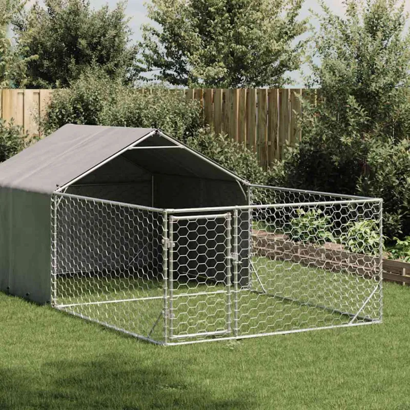 Lauko voljeras šunims su aptvaru, 7x2x1,5m, plienas