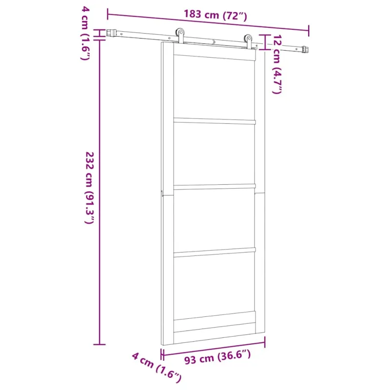 Slankios durys ORKDAL Balta ir juoda 93 x 232 cm