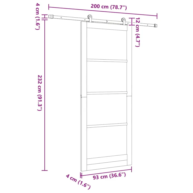 Slankios durys ORKDAL Balta 93 x 232 cm