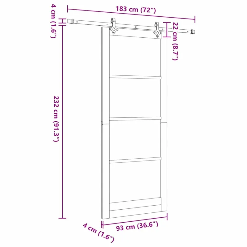 Slankios durys ORKDAL Balta ir juoda 93 x 232 cm