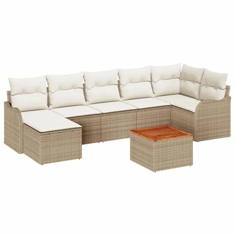 Sodo sohvaryhmä 8 osaa beige ja kermaisen väristä polyrattanaa