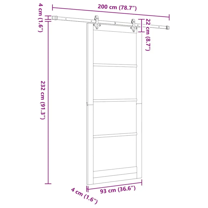 Slankios durys Natūrali 93 x 232 cm