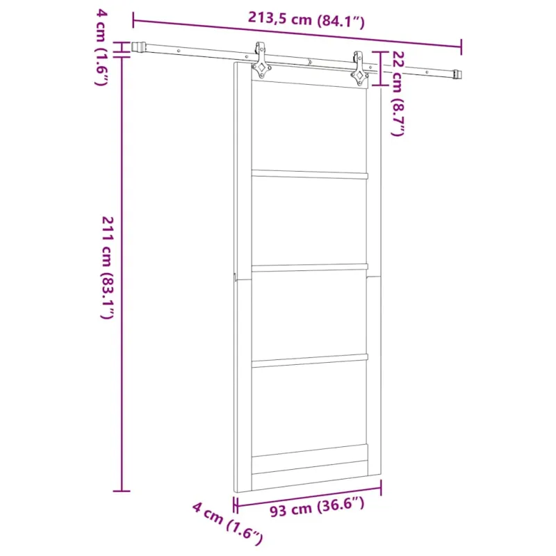 Slankios durys Natūrali 93 x 232 cm