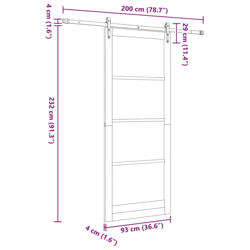 Slankios durys Natūrali 93 x 232 cm