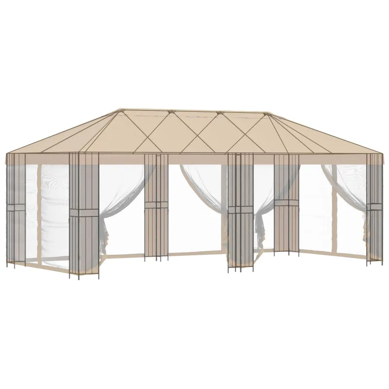 Gazebo rėmas 6 x 3 m Juoda Plienas
