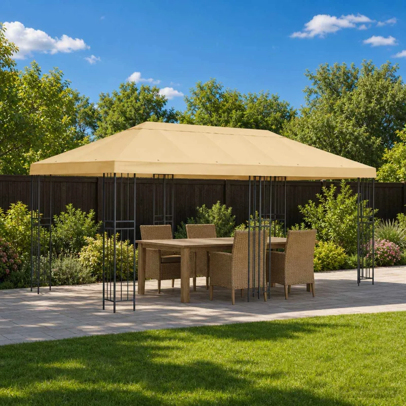 Paviljonas su šoninėmis sienelėmis 6 x 3 m Kreminė
