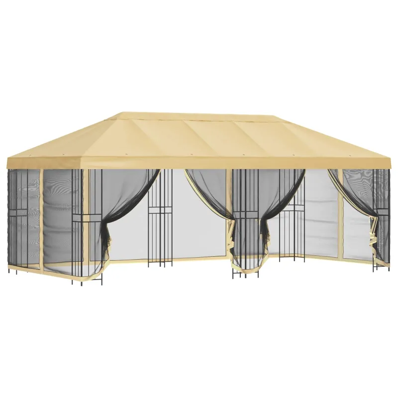 Paviljonas su šoninėmis sienelėmis 6 x 3 m Kreminė
