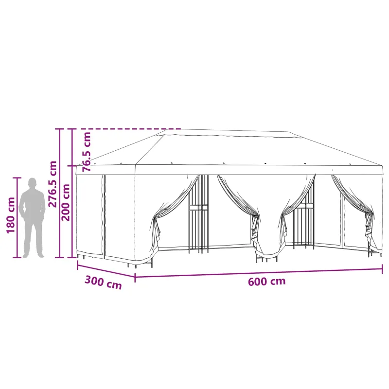 Paviljonas su šoninėmis sienelėmis 6 x 3 m Žalia