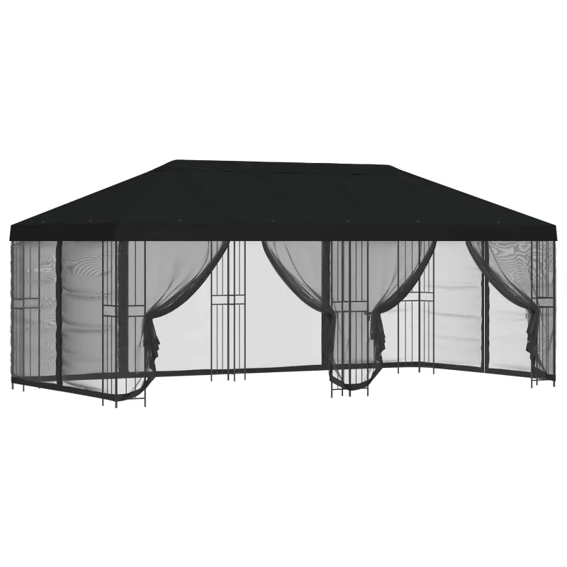 Paviljonas su šoninėmis sienelėmis 6 x 3 m Juoda