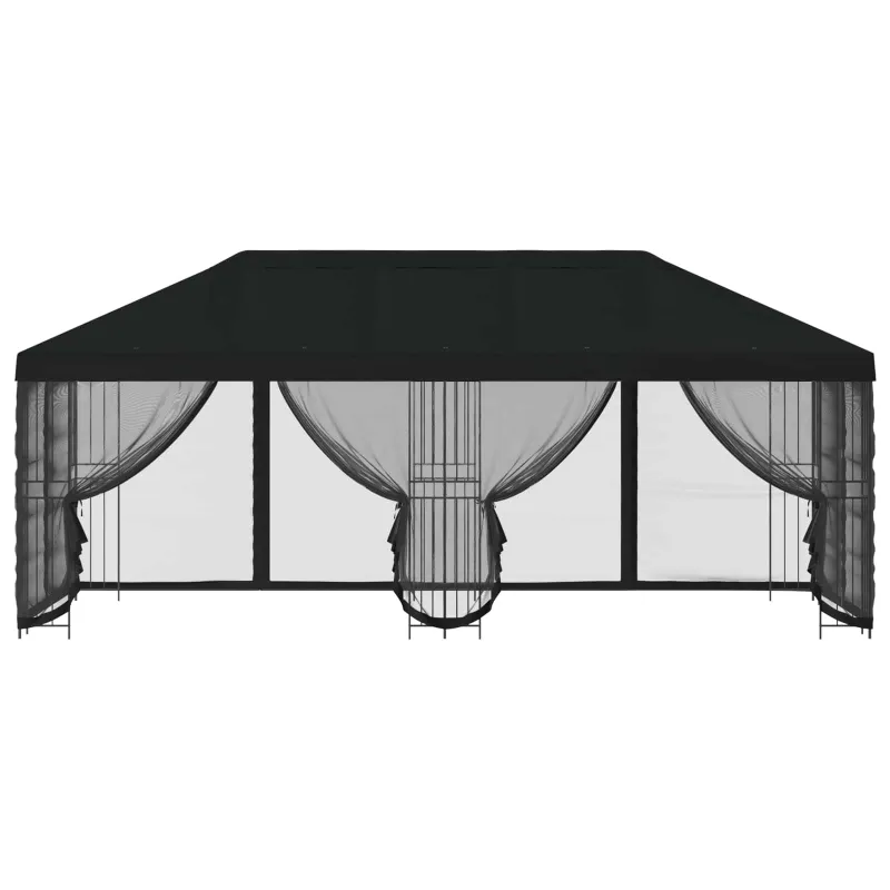 Paviljonas su šoninėmis sienelėmis 6 x 3 m Juoda