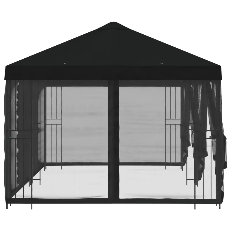 Paviljonas su šoninėmis sienelėmis 6 x 3 m Juoda