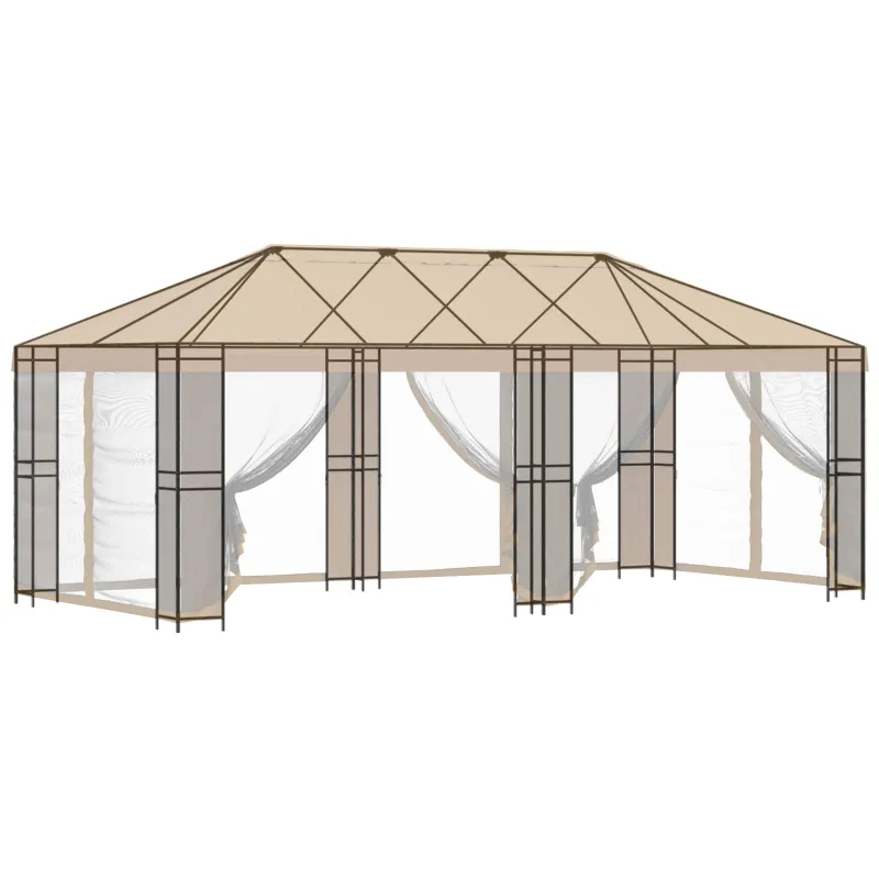 Gazebo rėmas 6 x 3 m Juoda Plienas