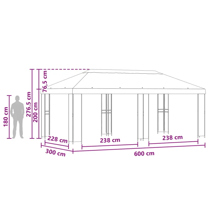 Sodo Paviljonas 6 x 3 m Terakotos Poliesteris ir plienas 190