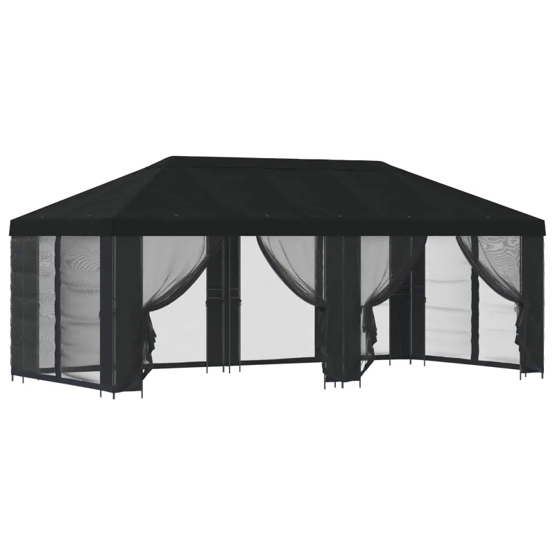 Paviljonas su šoninėmis sienelėmis 6 x 3 m Juoda