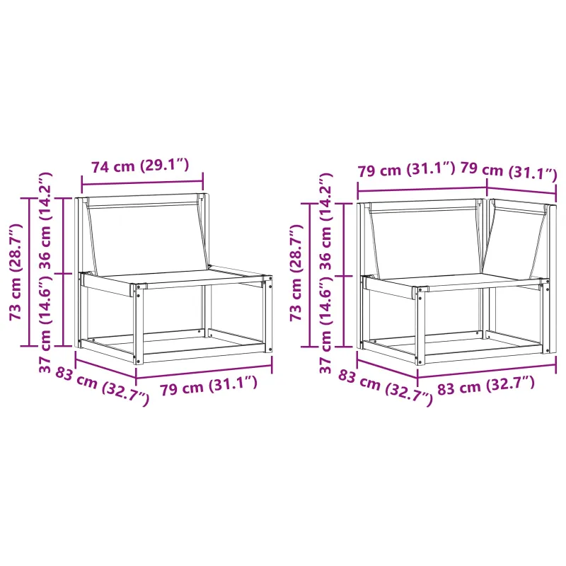 Lauko sofos komplektas 7 pcs Natūrali ir šviesiai pilka
