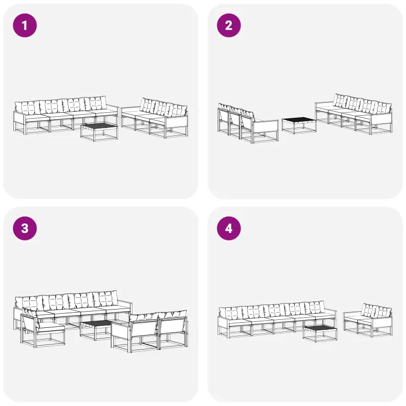 Lauko sofos komplektas su pagalve 8 pcs Natūralus ir bežinis