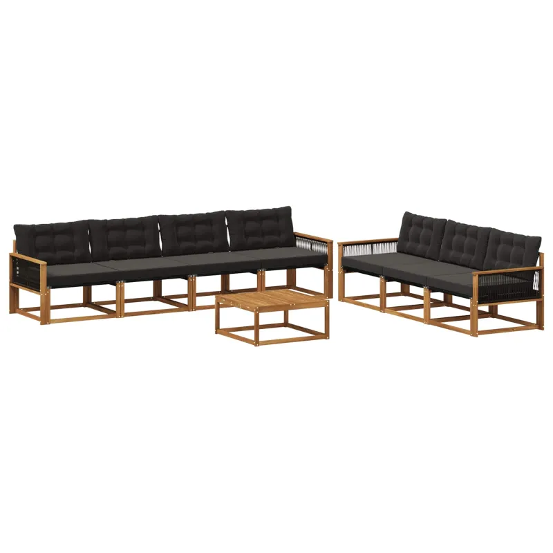 Lauko sofos komplektas su pagalve 8 pcs Natūrali ir juoda