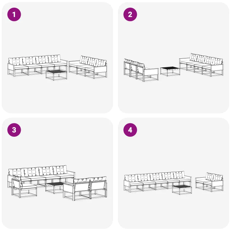 Lauko sofos komplektas su pagalve 8 pcs Natūrali ir juoda