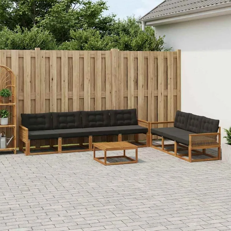 Lauko sofos komplektas su pagalve 8 pcs Natūrali ir juoda