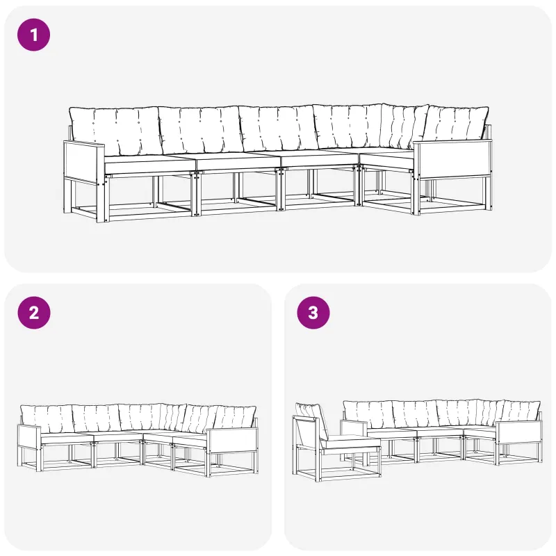 Lauko sofos komplektas su pagalve 5 pcs Natūrali ir juoda