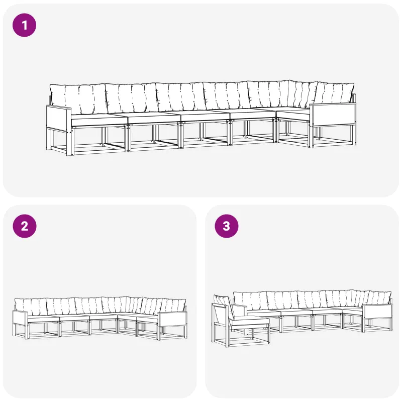 Lauko sofos komplektas su pagalve 6 pcs Natūralus ir bežinis