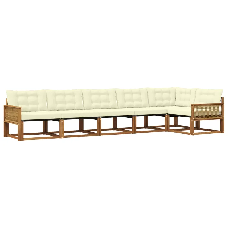 Lauko sofos komplektas su pagalve 6 pcs Natūralus ir grietinėlė