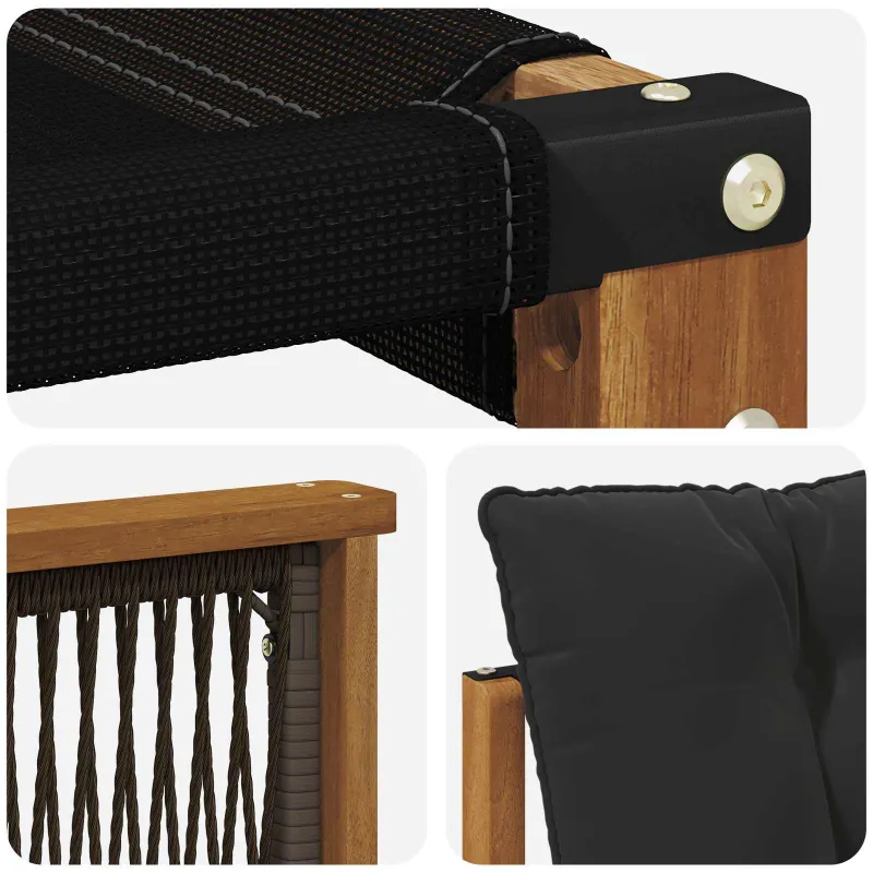Lauko sofos komplektas su pagalve 7 pcs Natūrali ir juoda