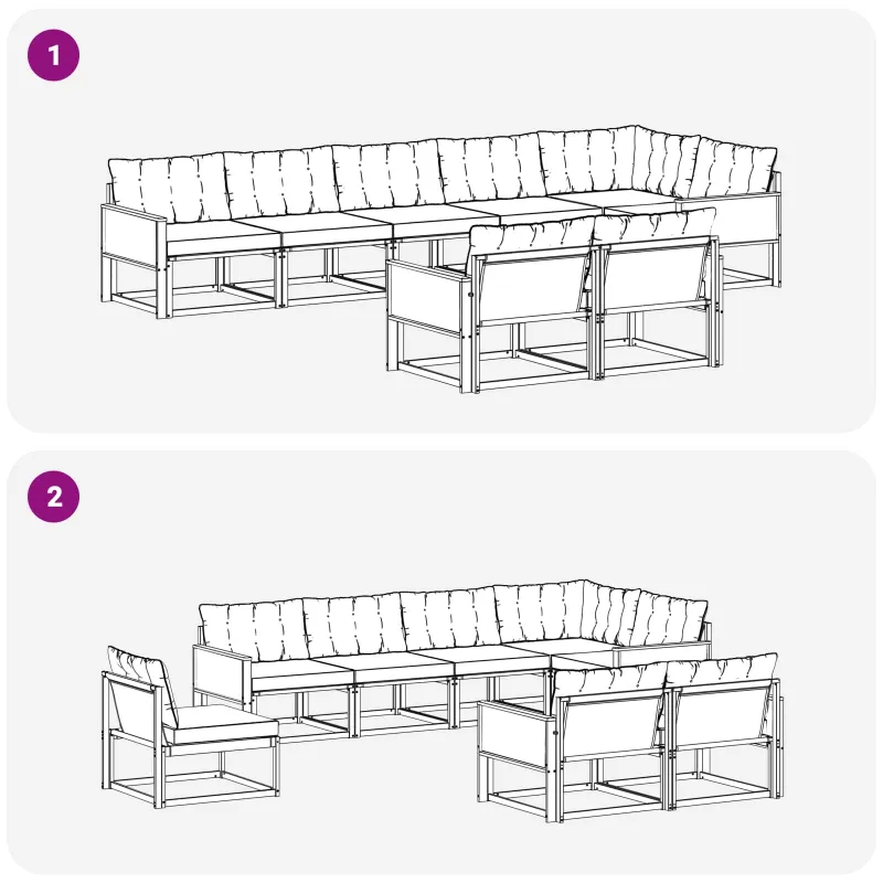 Lauko sofos komplektas su pagalve 8 pcs Natūralus ir bežinis