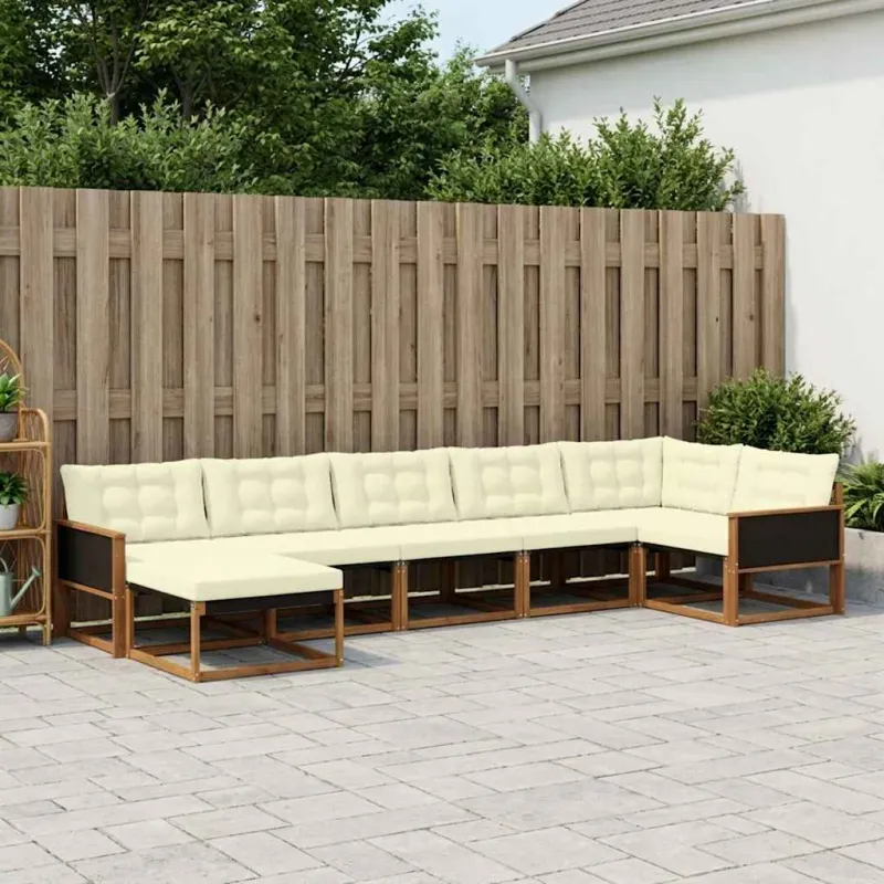 Lauko sofos komplektas su pagalve 7 pcs Natūralus ir grietinėlė