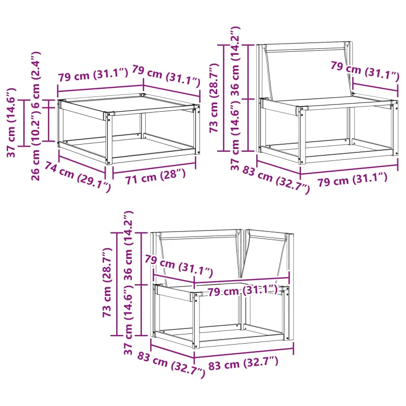Lauko sofos komplektas 8 pcs Natūrali ir šviesiai pilka