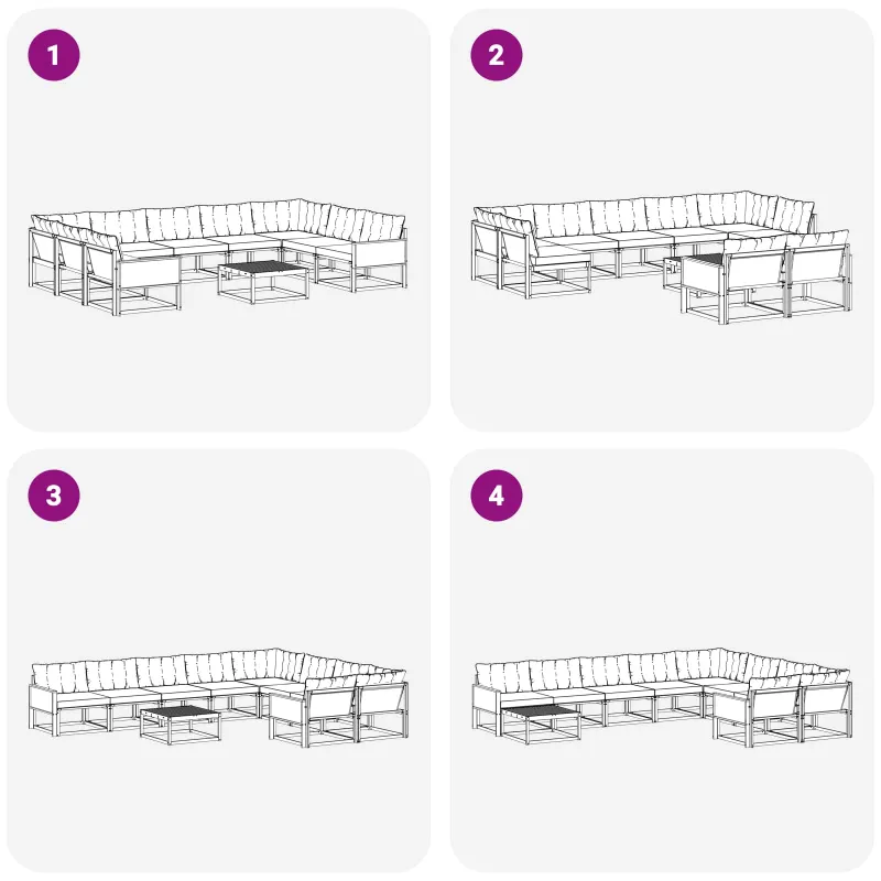 Lauko sofos komplektas 10 pcs Natūrali ir šviesiai pilka