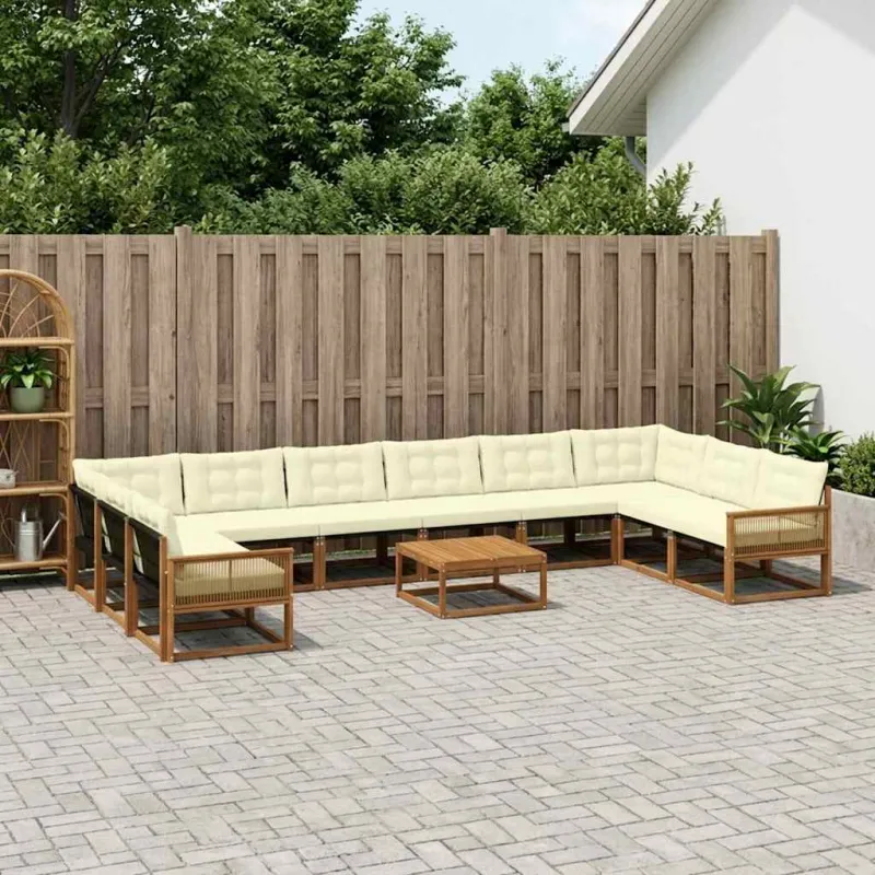 Lauko sofos komplektas 11 pcs Natūralus ir grietinėlė