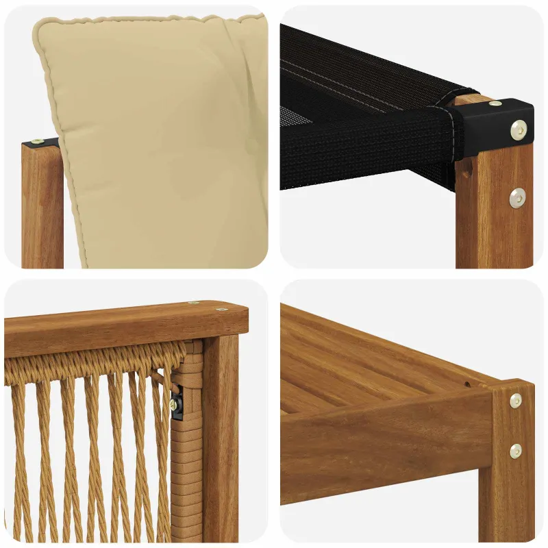 Lauko sofos komplektas su pagalve 7 pcs Natūralus ir bežinis