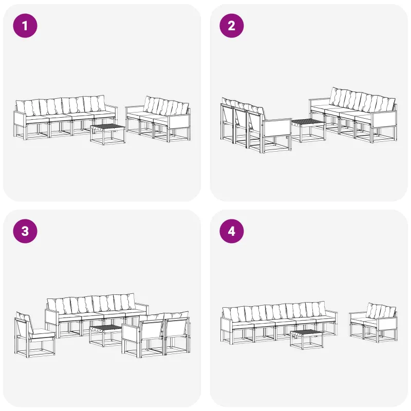 Lauko sofos komplektas su pagalve 8 pcs Natūrali ir juoda