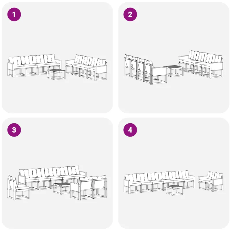 Lauko sofos komplektas su pagalve 9 pcs Natūralus ir grietinėlė