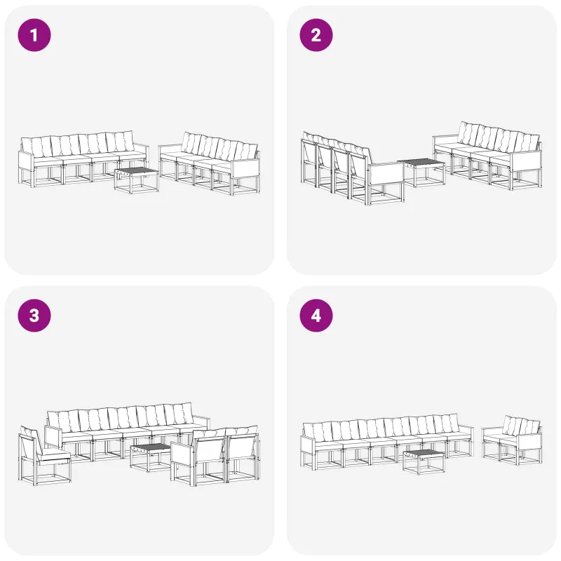 Lauko sofos komplektas su pagalve 9 pcs Natūralus ir grietinėlė
