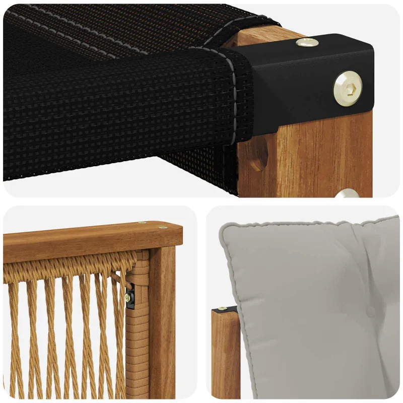 Lauko sofos komplektas 4 pcs Natūrali ir šviesiai pilka