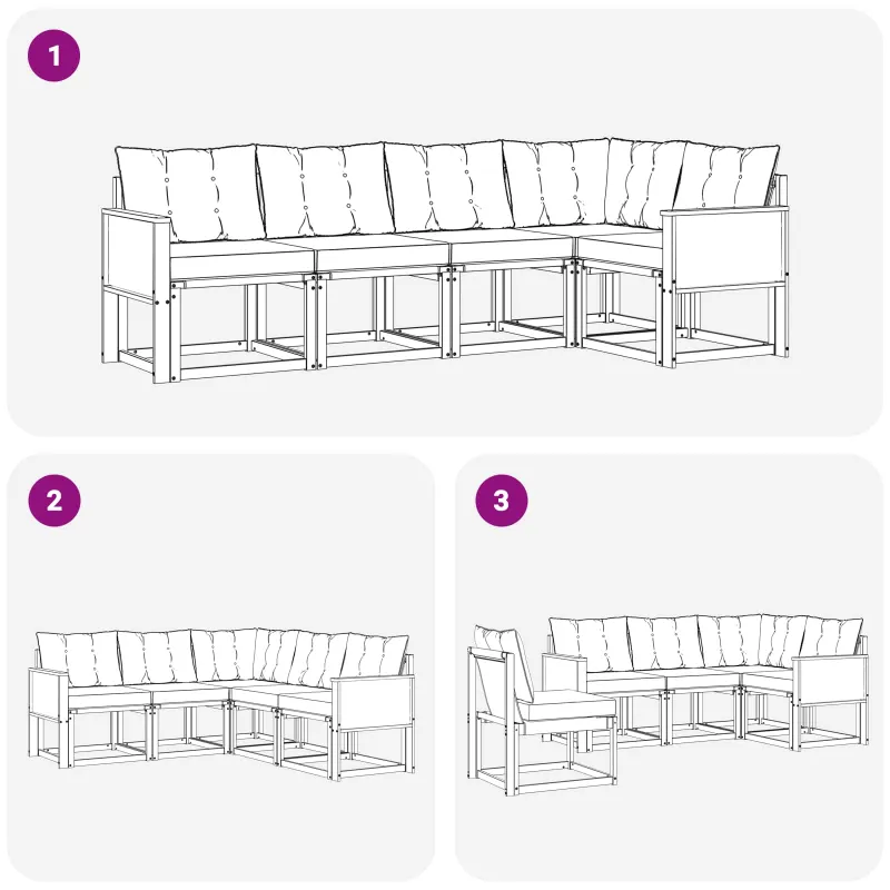 Lauko sofos komplektas su pagalve 5 pcs Natūralus ir bežinis