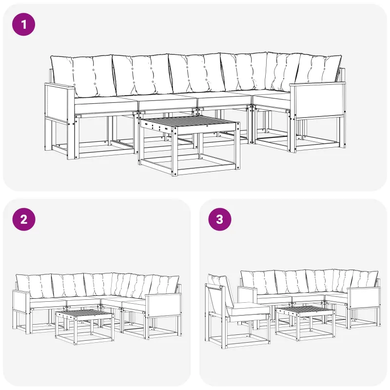 Lauko sofos komplektas su pagalve 6 pcs Natūrali ir juoda